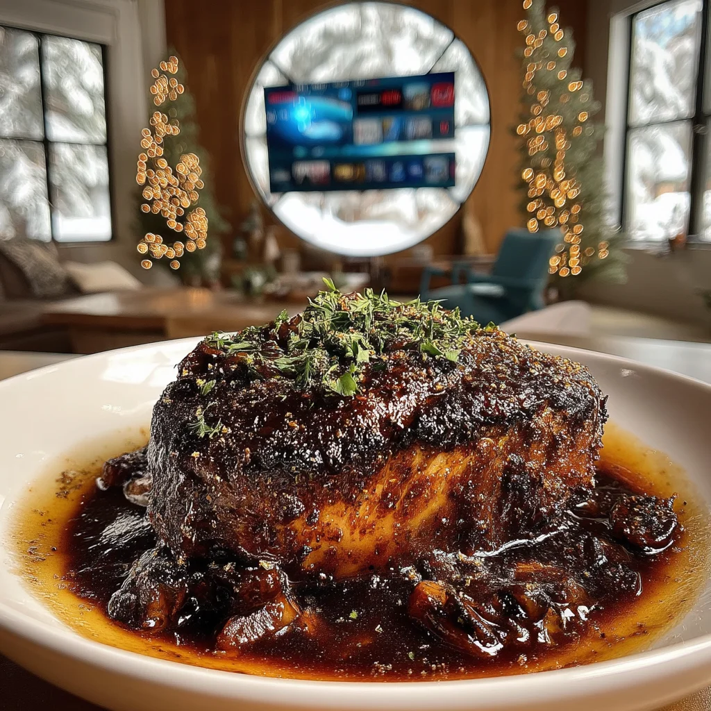 Espresso-Glazed Charred Jalapeño and Coriander Braised Sirloin with a Silky Roasted Beet Gravy