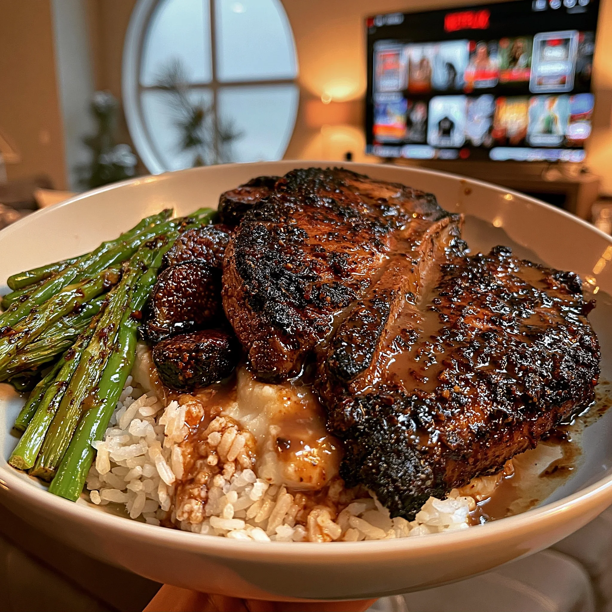 Espresso-Rubbed Cast Iron T-Bone with a Savory Balsamic and Fig Reduction