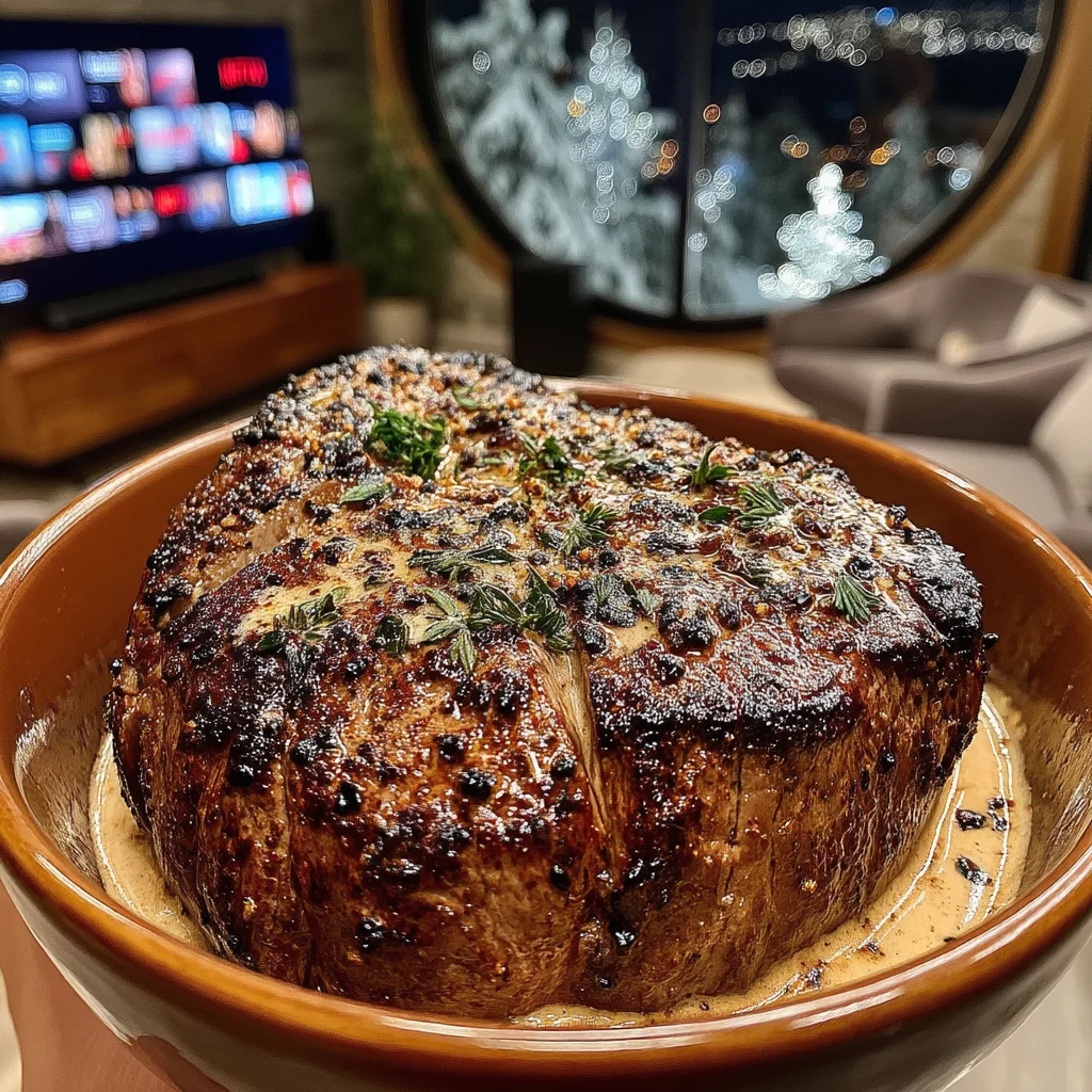 Roasted Chestnut and Crushed Coriander-Crusted Beef Tenderloin with Browned Sage and Thyme Butter