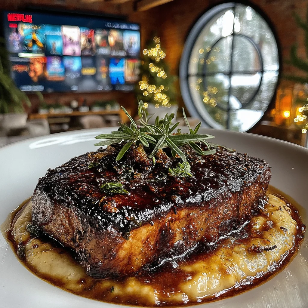 Smoked Sea Salt and Crispy Sage-Crusted Strip Steak with a Roasted Garlic and Bone Marrow Ghee