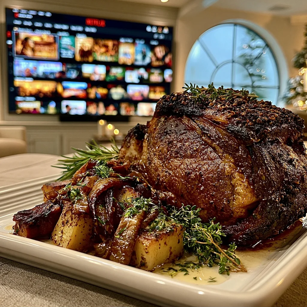 Smoked Sea Salt and Peppercorn-Crusted Prime Rib with Tarragon Chive Butter