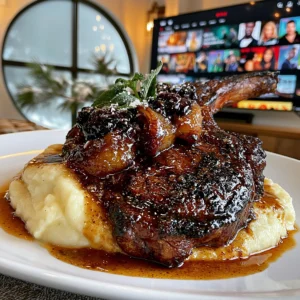 Spiced Mulberry-Balsamic Glazed Charred Onion Braised Tomahawk with a Velvety Sage Jus