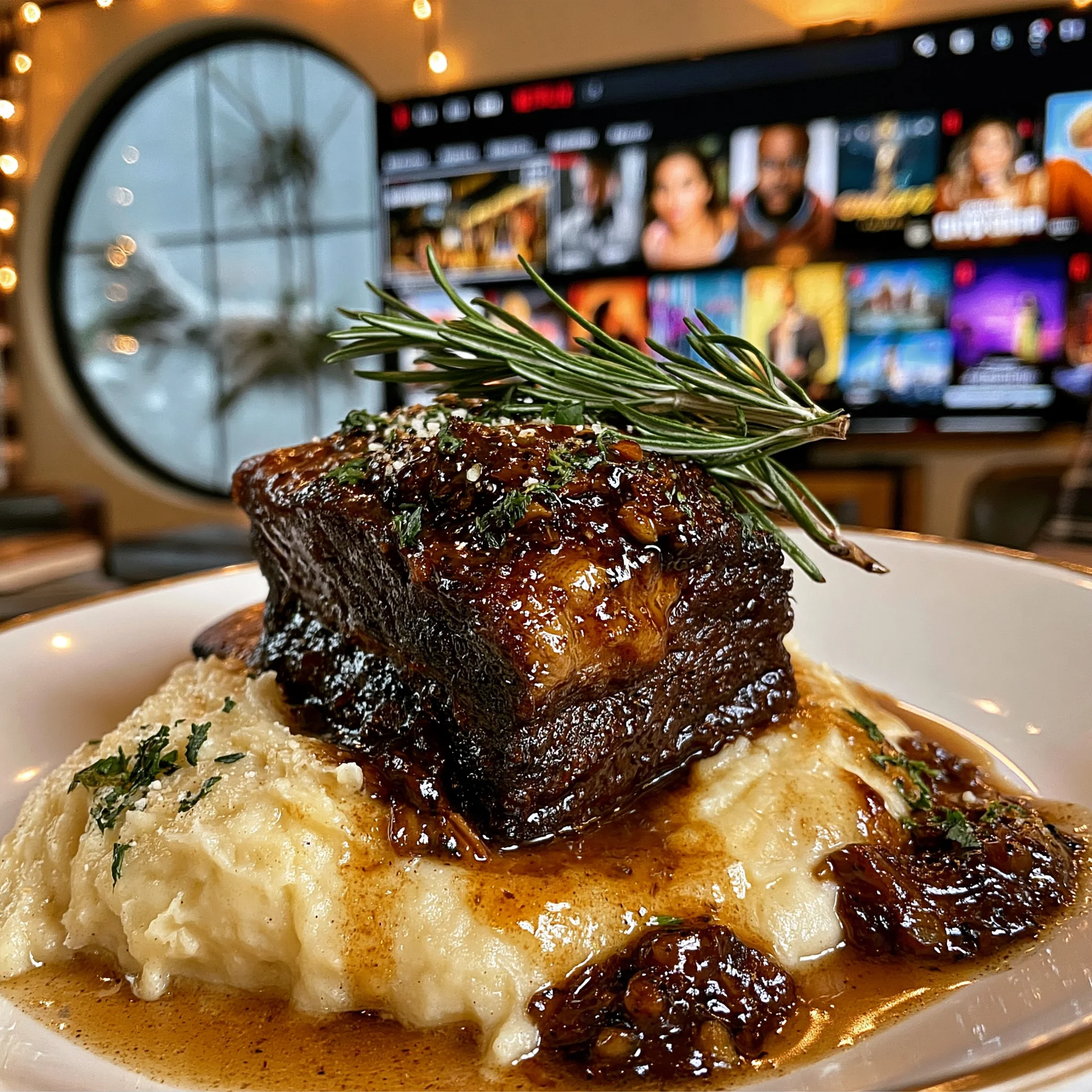 Balsamic-Glazed Garlic and Tarragon-Braised Beef Short Ribs with Velvety Pan Gravy