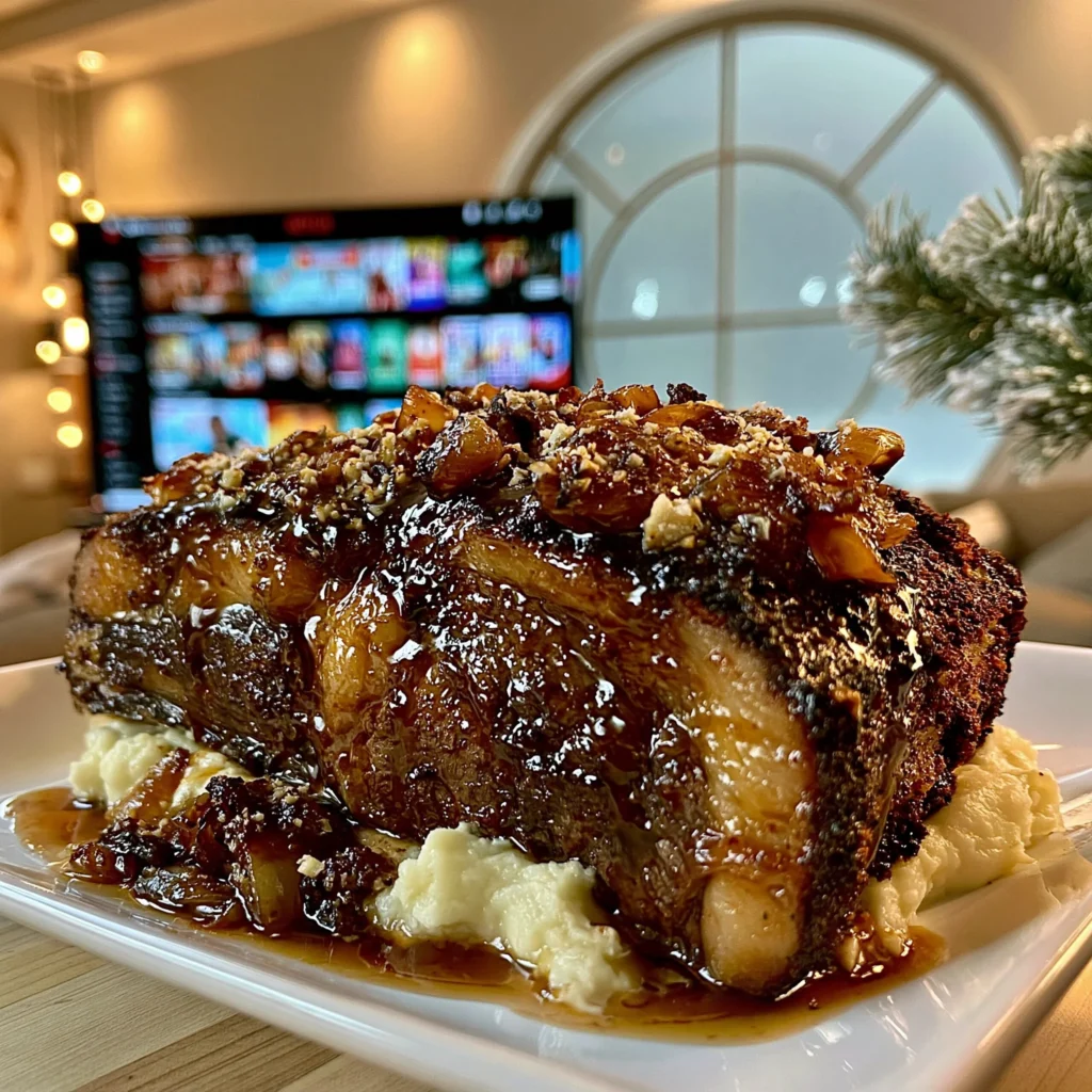 Caramelized Shallot and Smoked Paprika-Crusted Prime Rib with Browned Garlic Butter