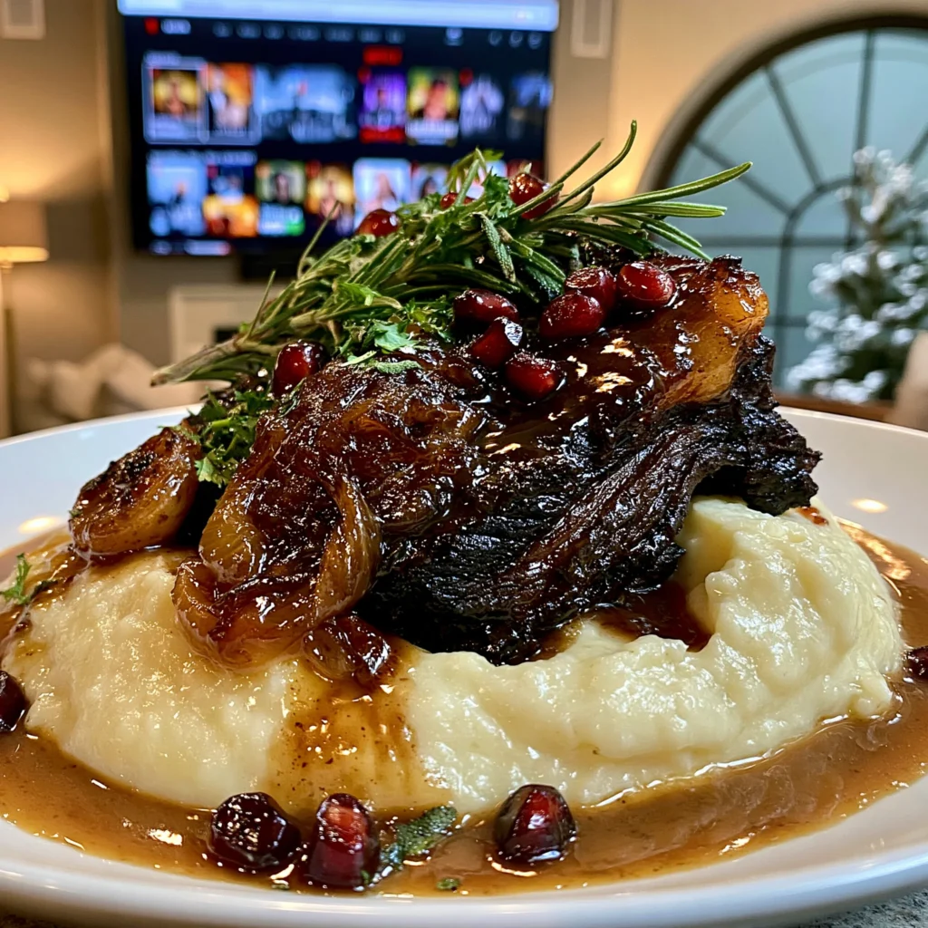 Pomegranate-Balsamic Glazed Garlic and Wild Sage-Braised Beef Brisket with Velvety Pan Gravy
