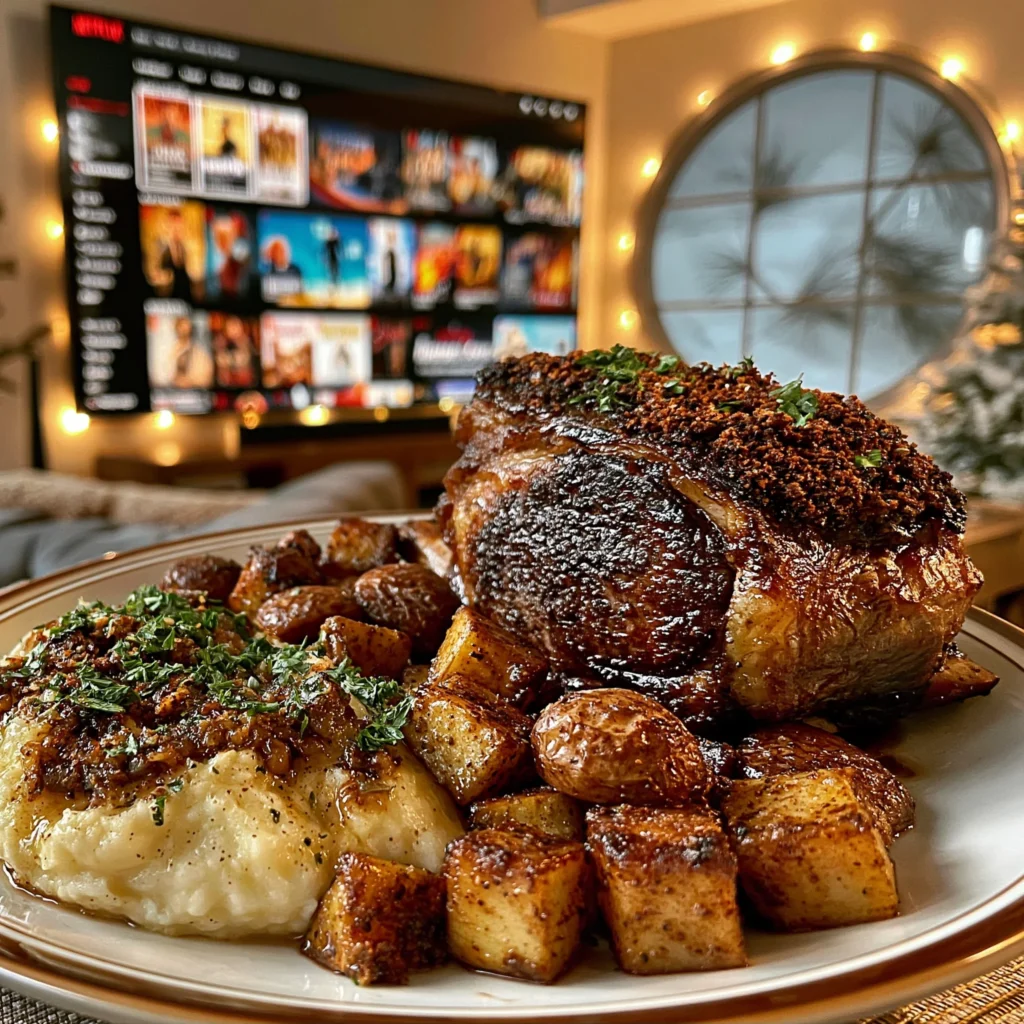 Smoked Chipotle and Toasted Allspice-Crusted Beef Rib Roast with Caramelized Leek Butter