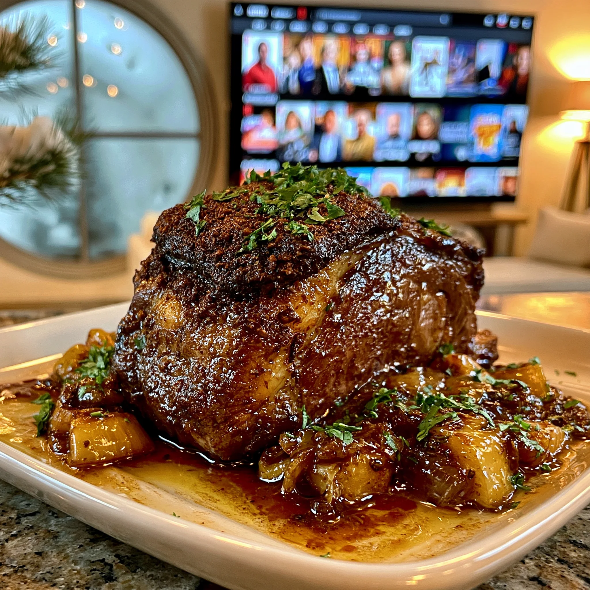 Toasted Coriander and Cracked Cardamom-Crusted Prime Rib with Caramelized Leek Butter