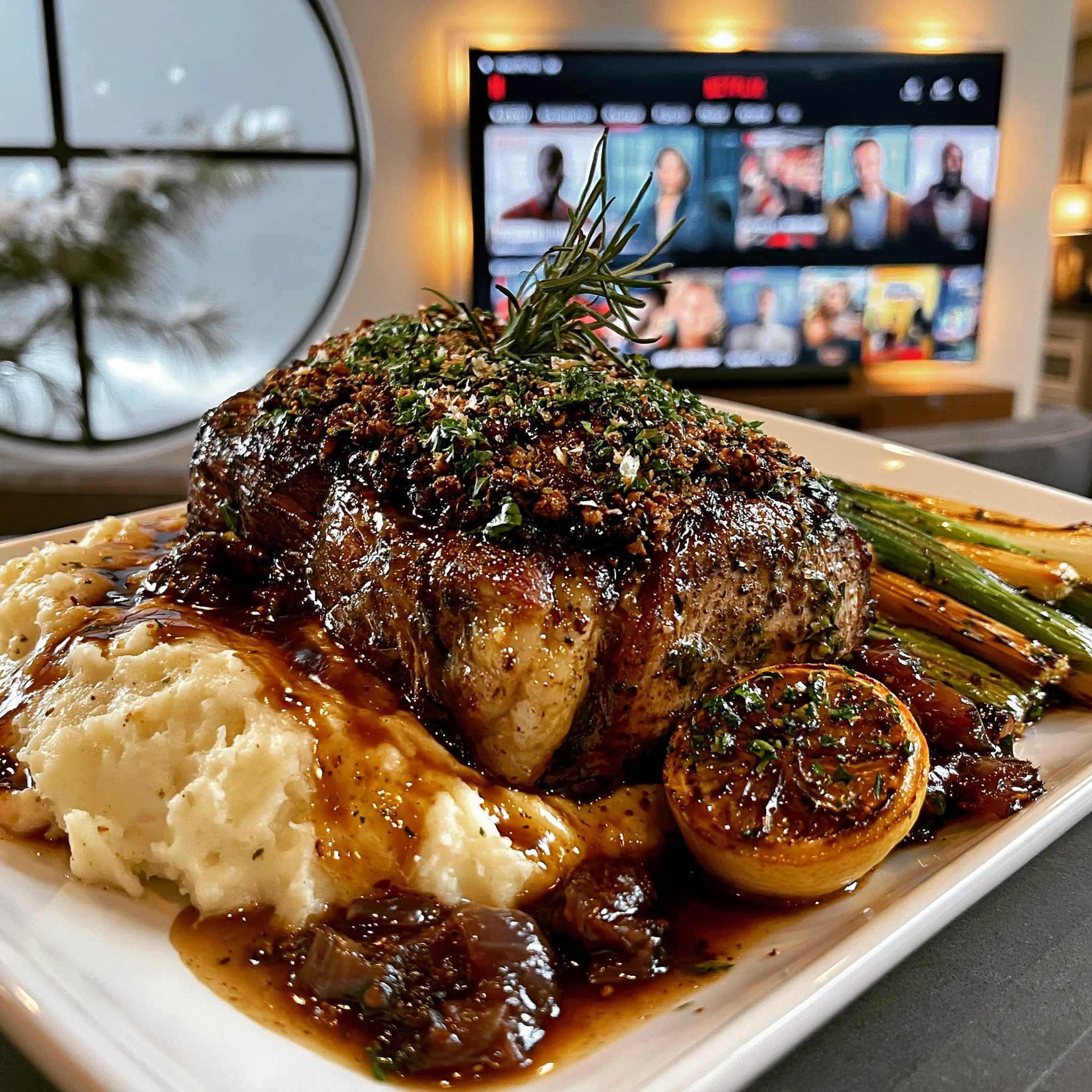 Toasted Coriander and Cracked Peppercorn-Crusted Tenderloin with Herb Confit Butter