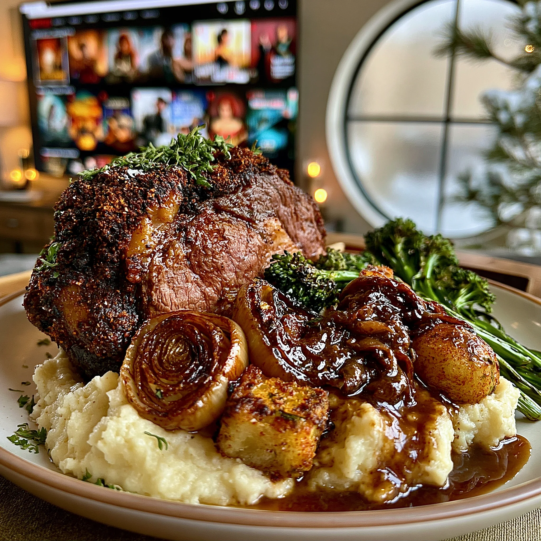Toasted Coriander and Smoked Paprika-Crusted Prime Rib with Caramelized Leek Butter