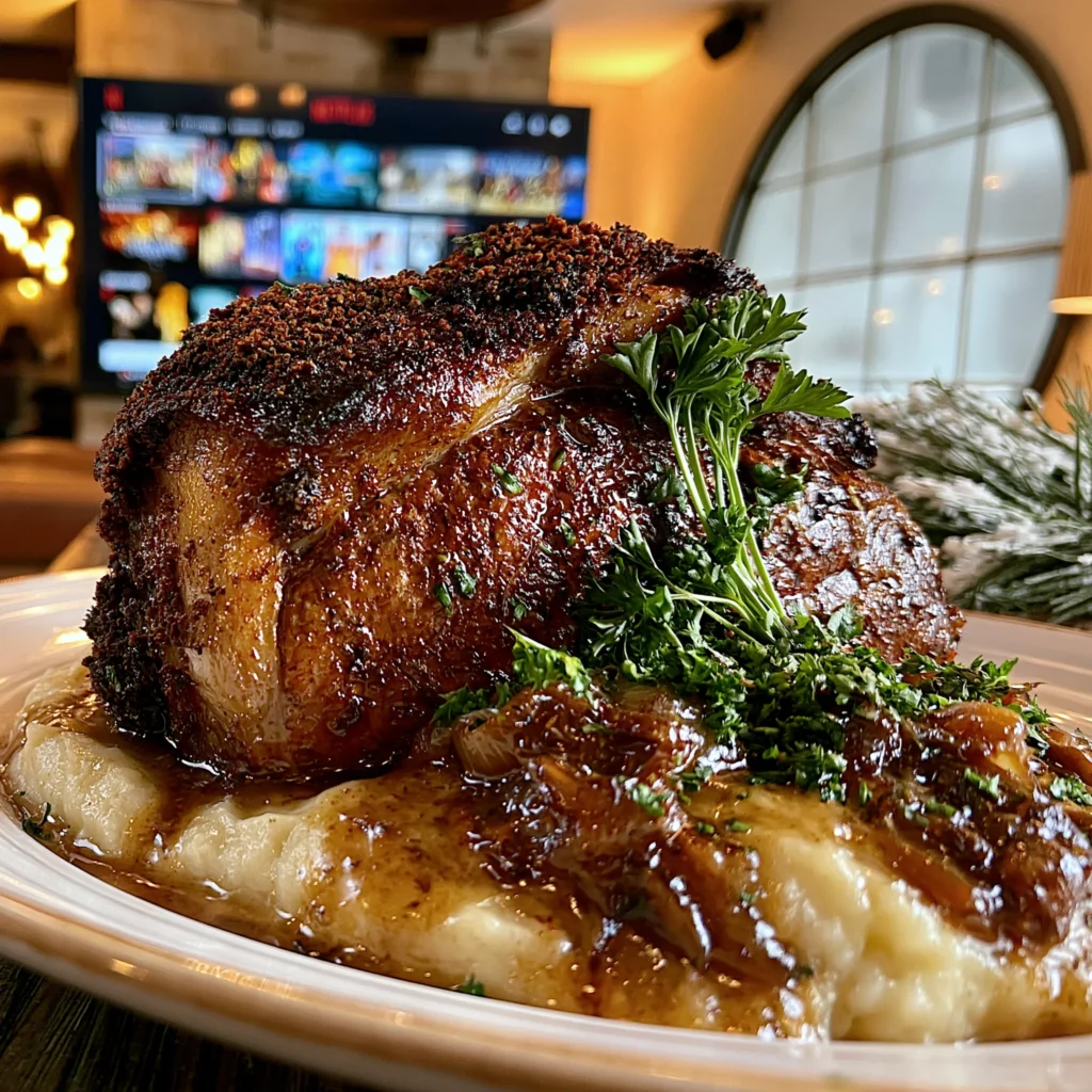 Toasted Coriander and Smoked Paprika-Crusted Prime Rib with Caramelized Leek Confit Butter