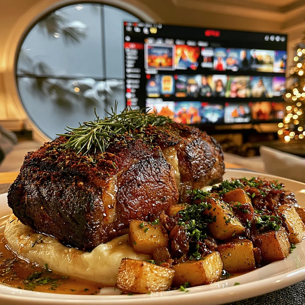 Toasted Fennel Seed and Smoked Paprika-Crusted Prime Rib with Tarragon Chive Butter