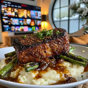 Toasted Mustard Seed and Charred Green Onion-Crusted New York Strip with Browned Shallot Butter