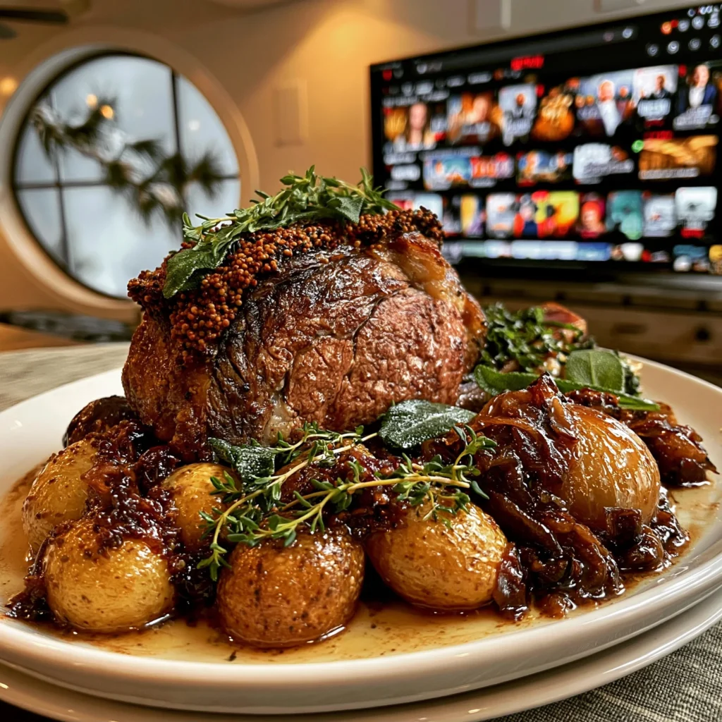 Toasted Mustard Seed and Wild Sage-Crusted Prime Rib with Browned Shallot Butter