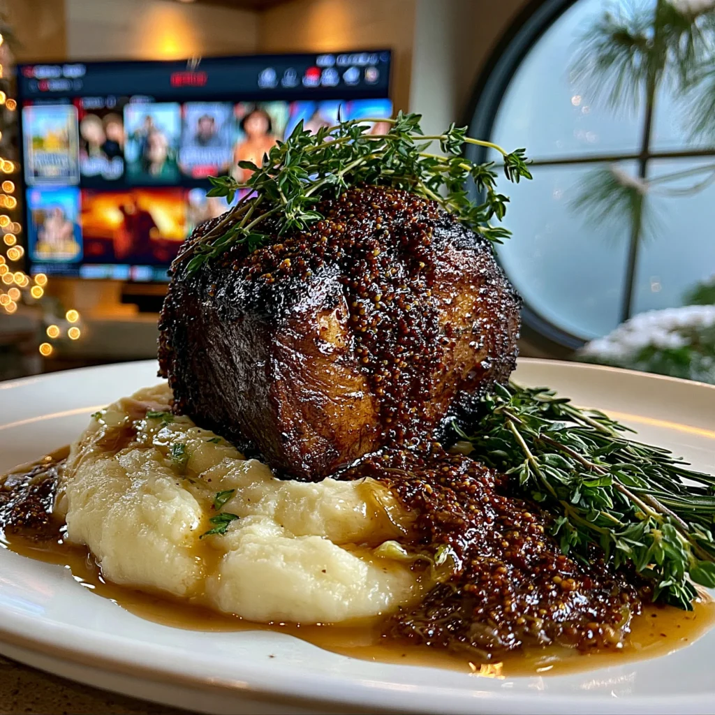 Toasted Mustard Seed and Wild Thyme-Crusted Beef Tenderloin with Smoked Leek Compound Butter