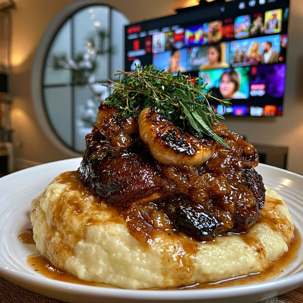 Charred Spring Garlic and Wild Marjoram-Glazed Braised Lamb Shoulder with Velvety Turnip Pan Gravy
