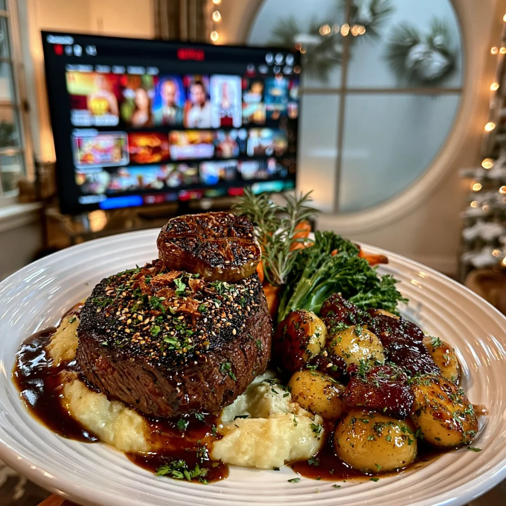 Cracked Szechuan Peppercorn and Toasted Sesame-Crusted Tenderloin with Black Garlic Butter