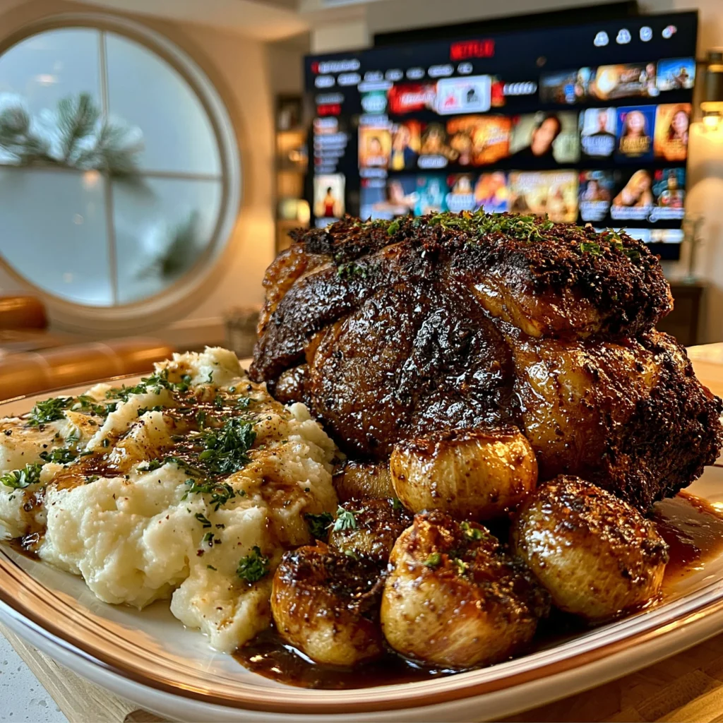 Smoked Mulato Chili and Toasted Coriander-Crusted Prime Rib Roast with Caramelized Garlic Compound Butter
