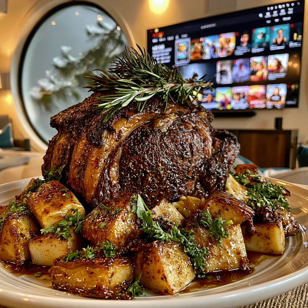 Toasted Cumin Seed and Dried Sumac-Crusted Prime Rib with Smoked Rosemary Confit Butter