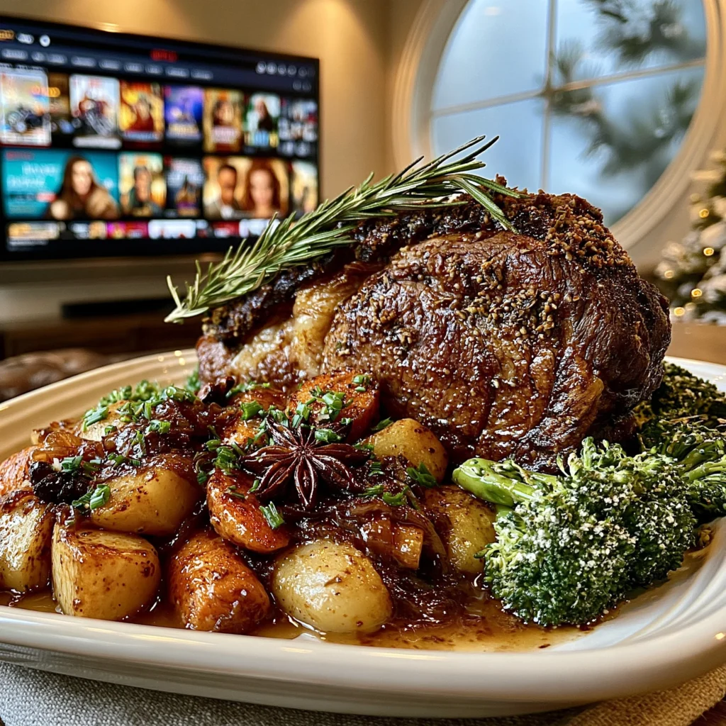 Toasted Fennel Seed and Smoked Star Anise-Crusted Prime Rib with Caramelized Onion Butter