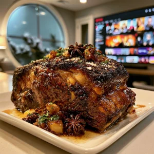 Toasted Star Anise and Smoked Sea Salt-Crusted Prime Rib with Caramelized Onion Butter